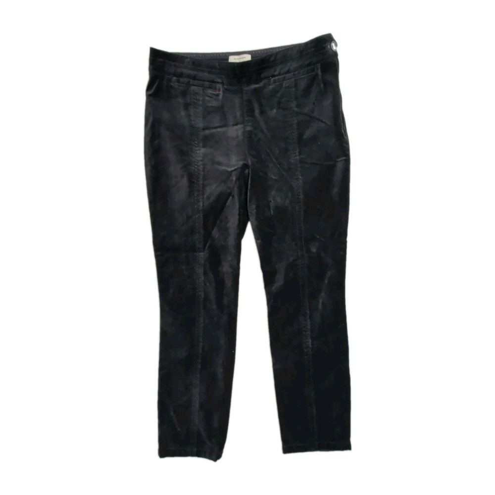Anthropologie The Essential Slim Velvet Trouser Pants Womens 8 Black Stretch